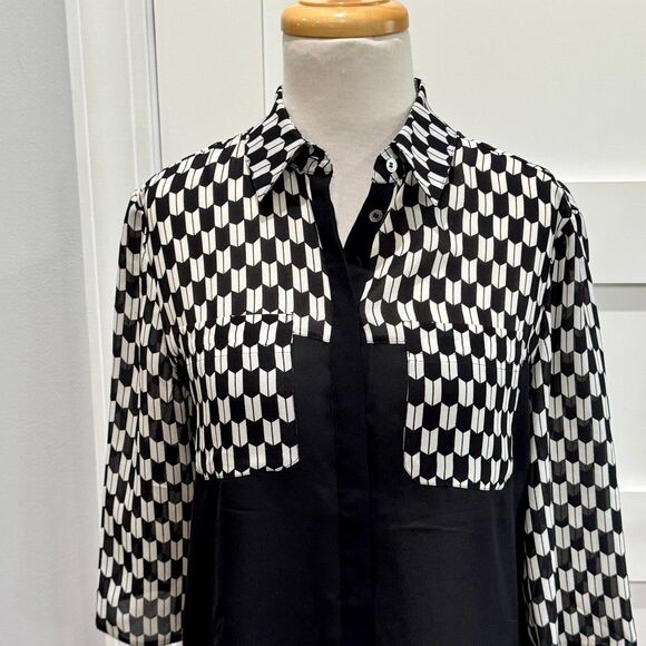 L.A.M.B. Blouse. Black/White. Size 2. - Picture 3 of 9